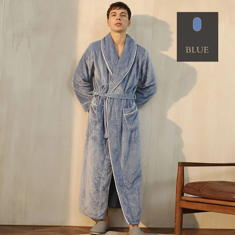 Flannel nightgown for men simple plus size coral fleece couple bathrobe for women