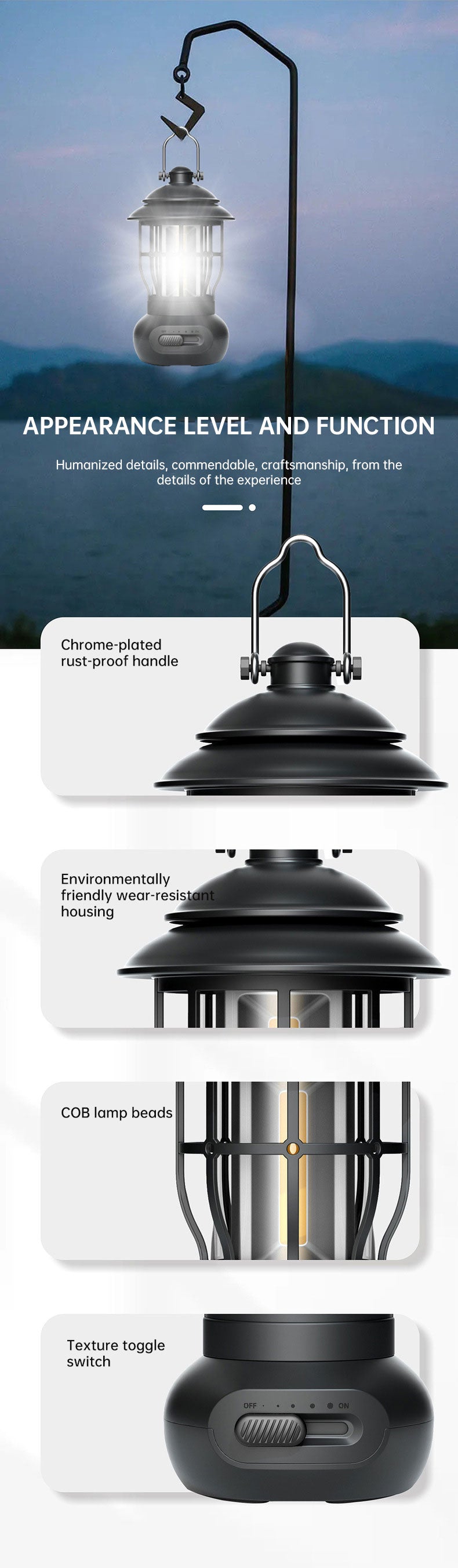 Camping Ligjt Outdoor Ambience Lighting Camping Light Vintage Horse Light Gift USB Charging Tent Camp Lamp