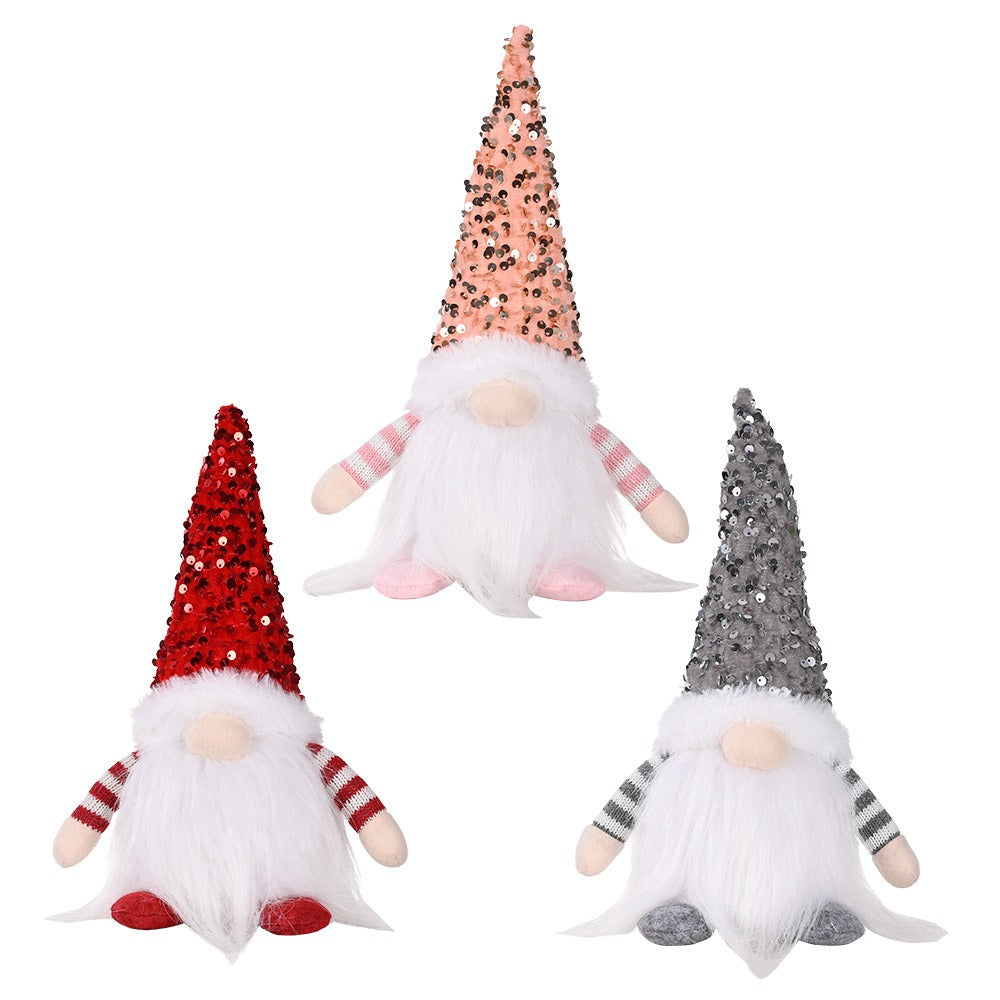 New Valentine's Day Decoration Christmas Sequins with Lights Rudolf Doll Christmas Glow Faceless Doll Decoration
