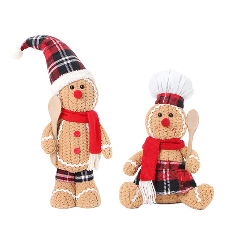 New Large Christmas Gingerbread Doll Knitted Doll Decoration Christmas Children's Gift Doll Decoration