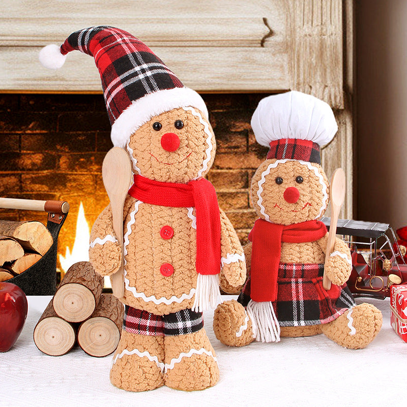 New Large Christmas Gingerbread Doll Knitted Doll Decoration Christmas Children's Gift Doll Decoration