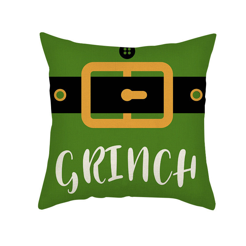 Christmas Pillow Cover Linen Grinch theme