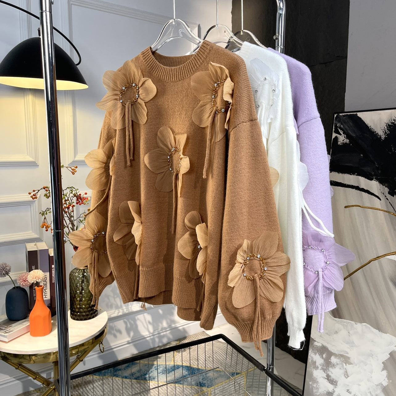 House of Hutson Original - Oversized 3D Flower Spliced Sweatshirt. Unisex.