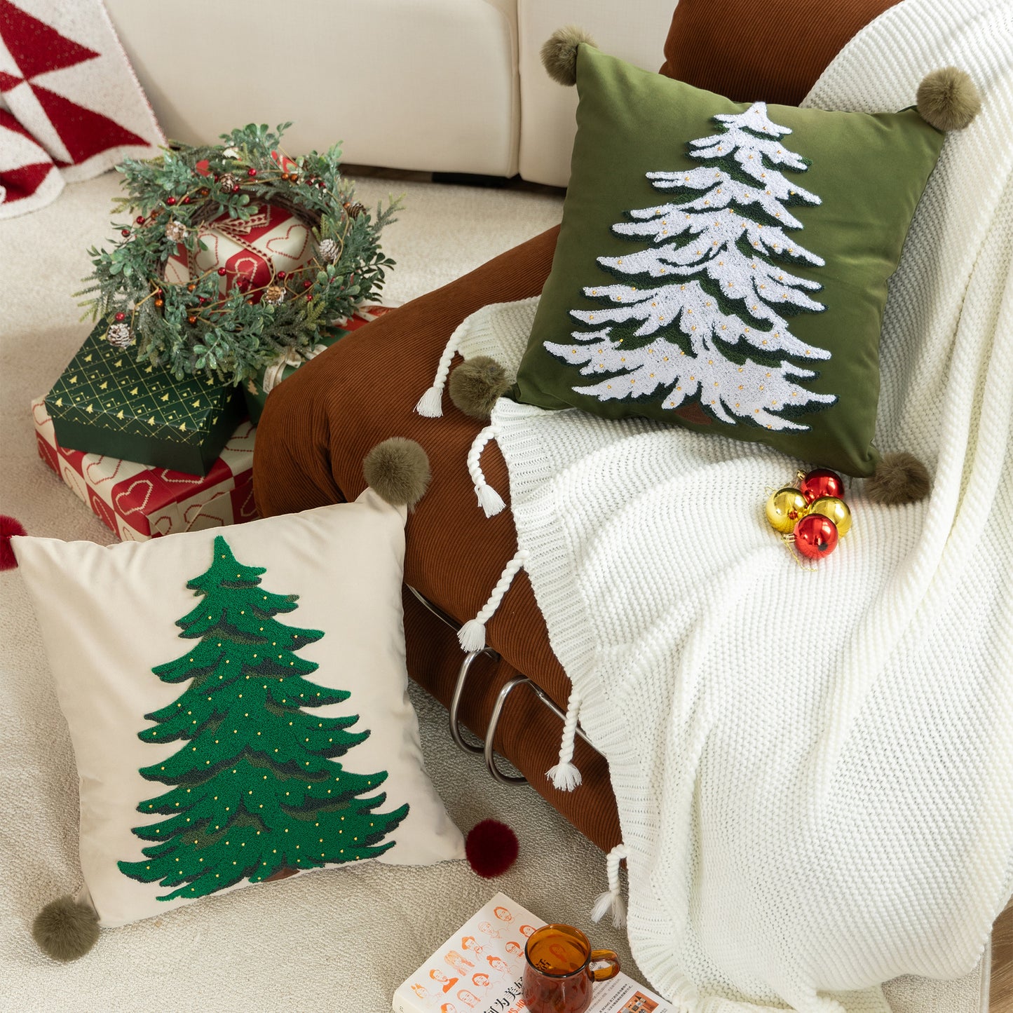 *NEW CHRISTMAS DECOR* Christmas Pillow Embroidered Sofa Cushion