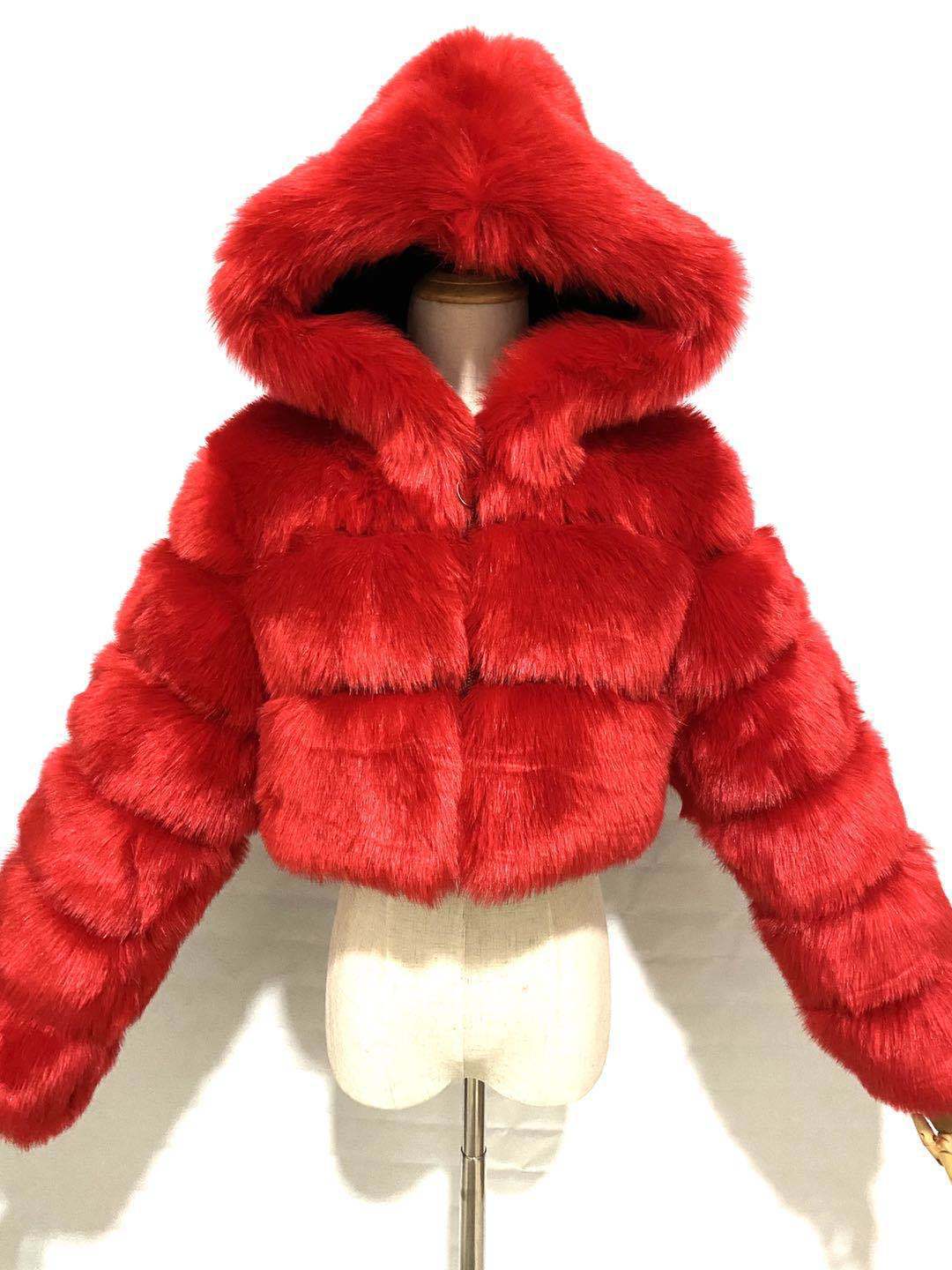 House of Hutson -“Stunna Girl”. Hooded Elegant Plush Cropped Coat. Up to 4XL