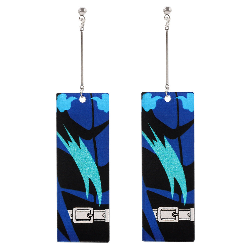Anime Peripheral Ghost Killing Blade Earrings Demon Slayer Creative Kitchen Door Tanjilang Earrings