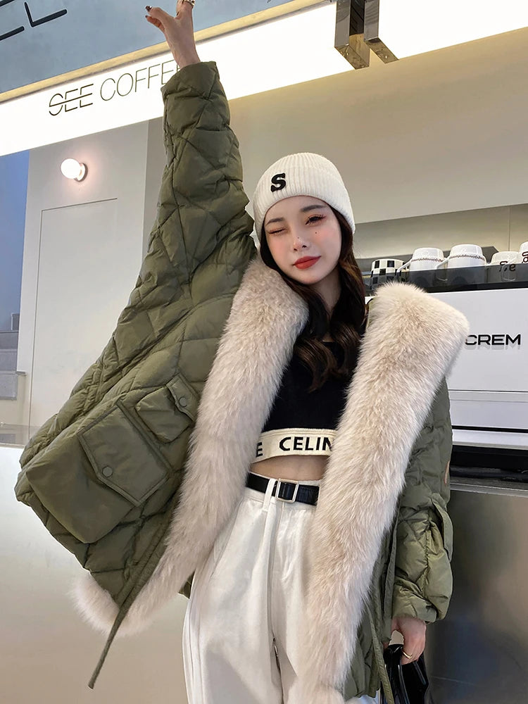 2025 Gender Fluid One Size Winter Duck Down Jacket with Bat Sleeve.