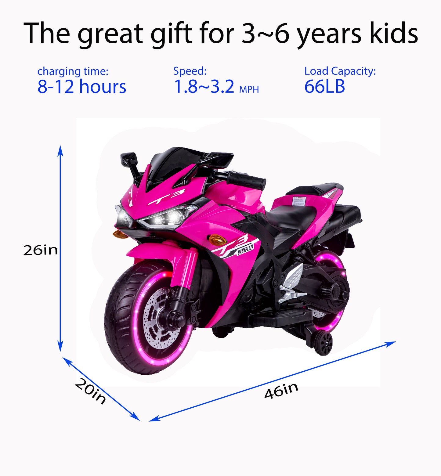Tamco 12V motorcycle for kids (with Training Wheels)