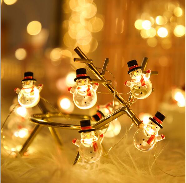 Snowman Christmas Tree LED Garland String Lights Snowflakes String Fairy Lights Hanging Ornaments