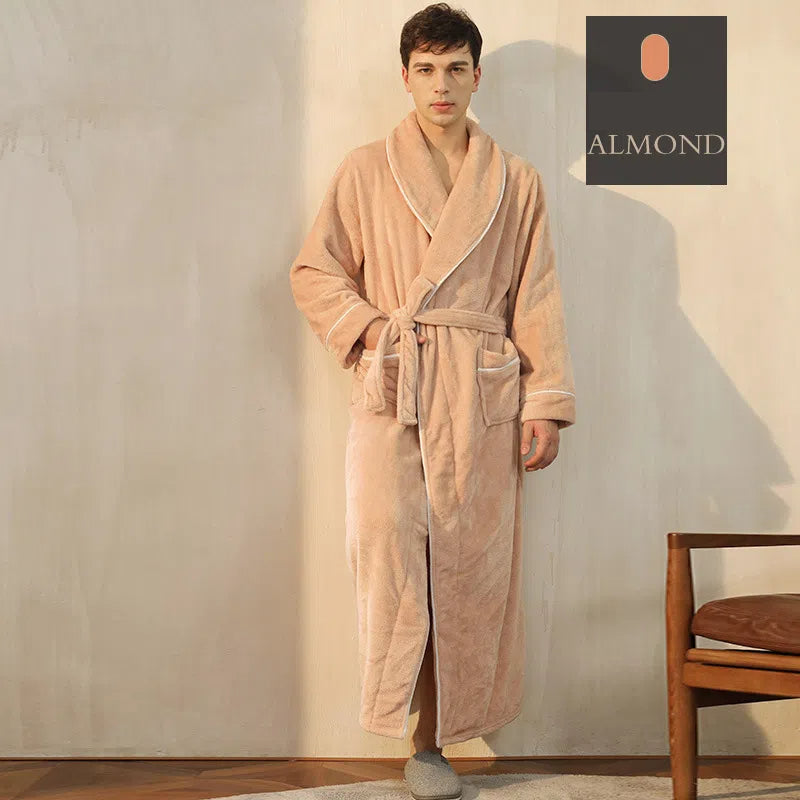 Flannel nightgown for men simple plus size coral fleece couple bathrobe for women