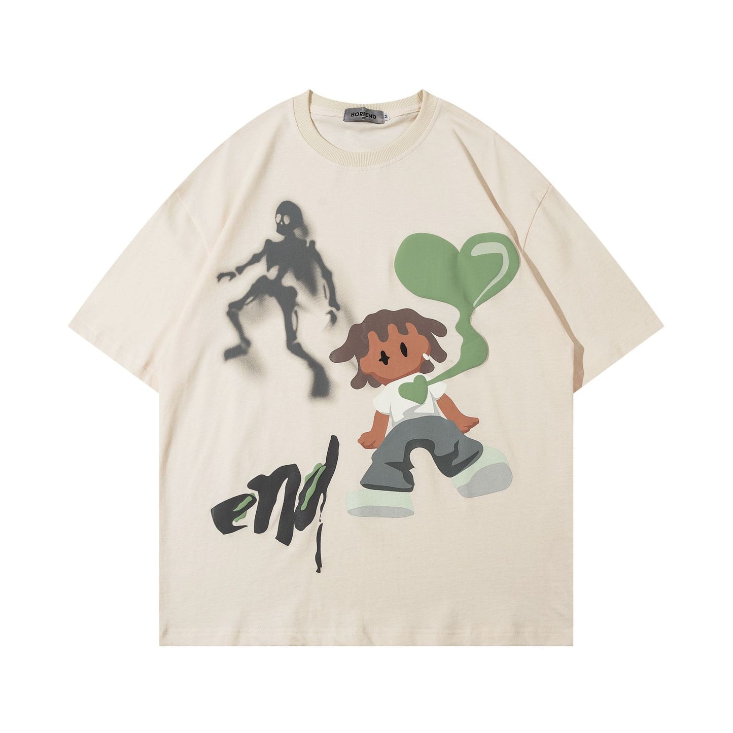 Halloween theme - Fun skull cartoon printed T-shirt short sleeved