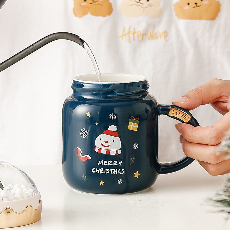*New Christmas Item* - Christmas Water Cup. Ceramic Mug with Lid.
