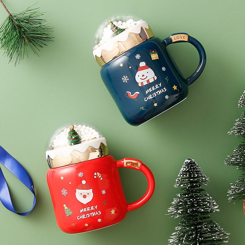 *New Christmas Item* - Christmas Water Cup. Ceramic Mug with Lid.