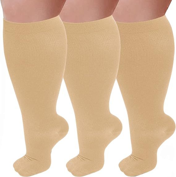 enlarged black compression socks super wide calf and knee length socks