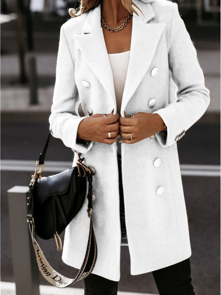 House of Hutson Original - compliment your Dior bag with a long sleeved, suit collar, double breasted, elegant, nickel coat.
