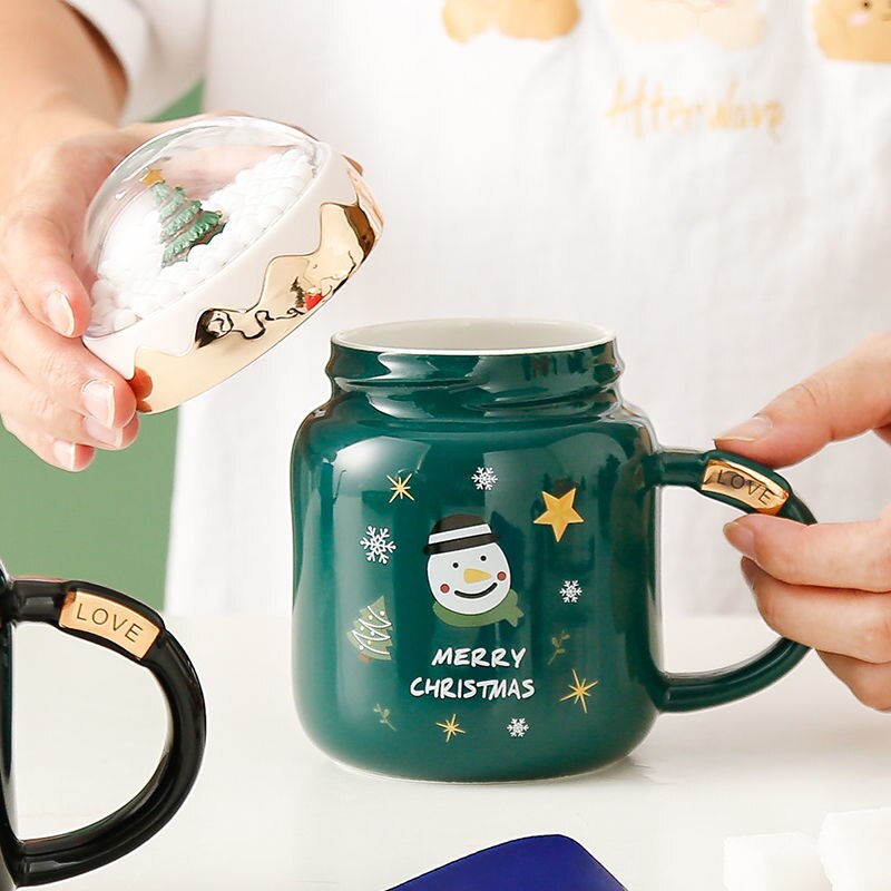 *New Christmas Item* - Christmas Water Cup. Ceramic Mug with Lid.