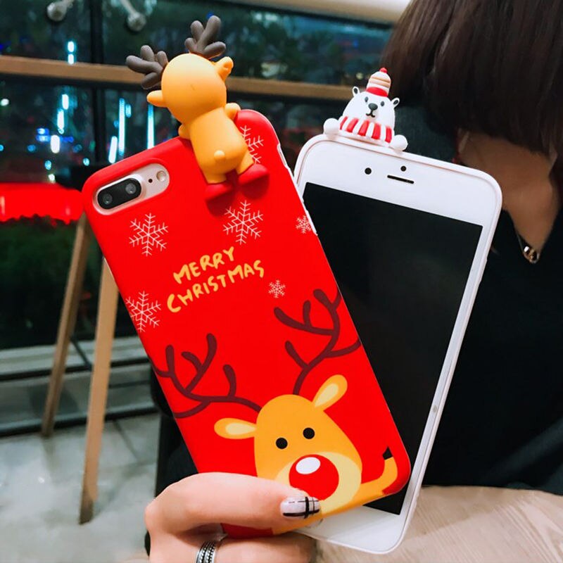*New Christmas Alert* - Cartoon Christmas 3D Doll Deer Snowman Phone Case For iPhone