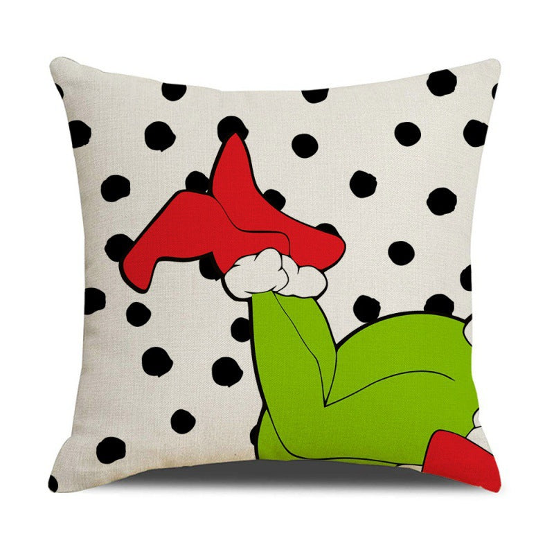 Christmas Pillow Cover Linen Grinch theme