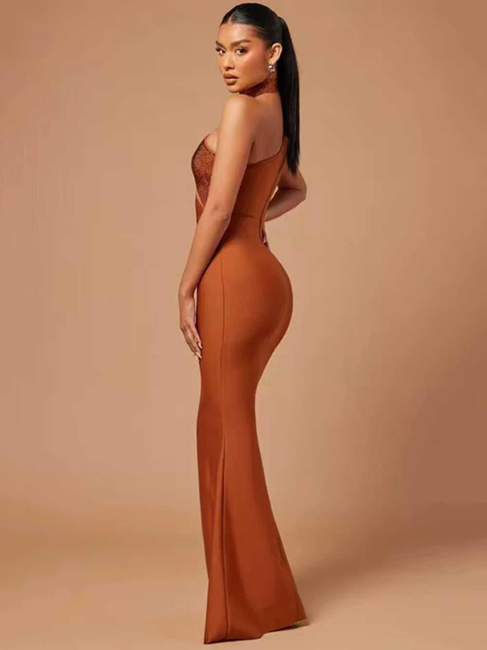 House of Hutson Original - Diagonal Collar Sleeveless Bodycon Dress