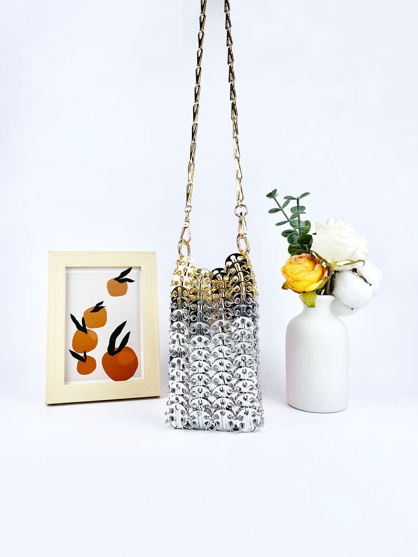 ‘Immortal Bag’ - Netizens New, Handmade, Woven-Metal Sequin Bag. Chain, Strap Mobile Phone One, Shoulder Crossbody Small Bag