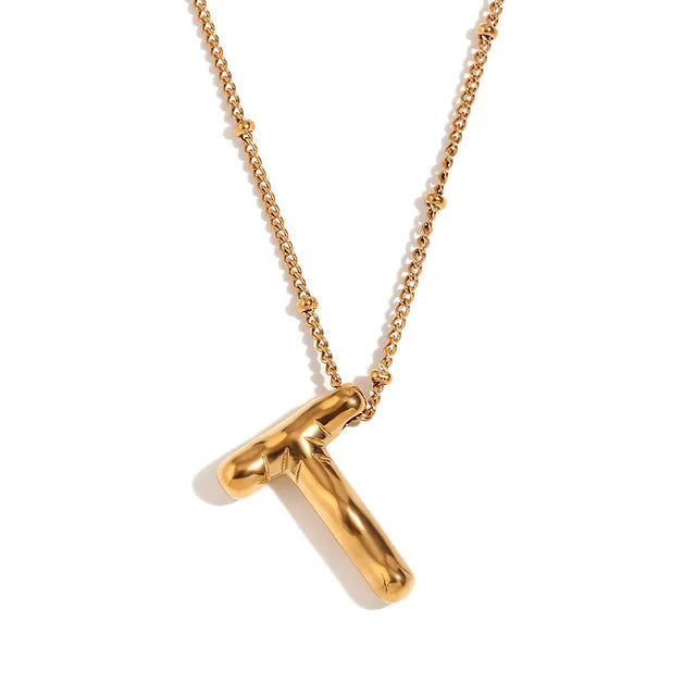 Alphabet Letter Pendant Necklace Stainless Steel Vintage Wedding Party Choker Jewelry Gift for Women Men