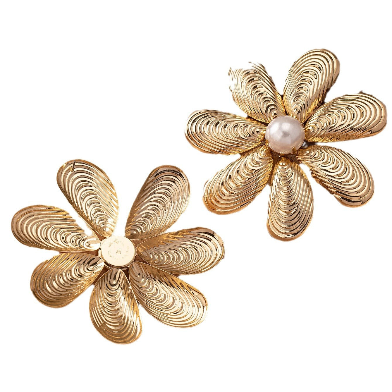 seven petal large flower earrings, exaggerated