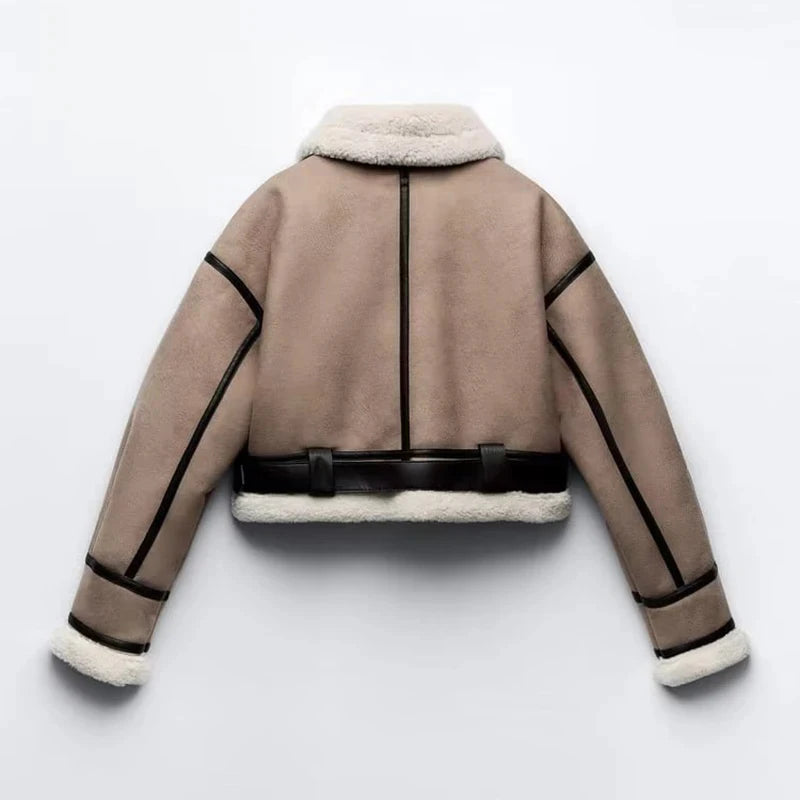 House of Hutson - “Winter Bomber” Coat - Faux Fur with Patchwork, Zip Up, Fleece Cropped.