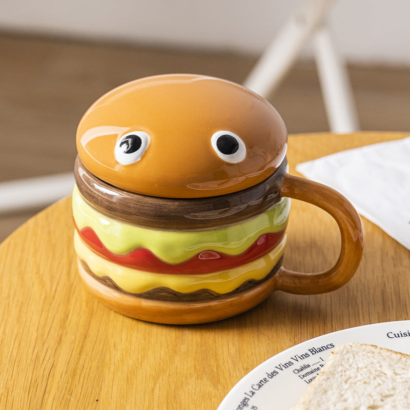 Creative Hamburger Mug with Cover