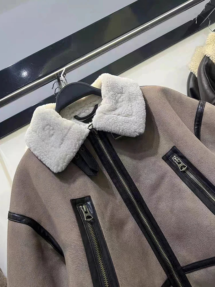 House of Hutson - “Winter Bomber” Coat - Faux Fur with Patchwork, Zip Up, Fleece Cropped.