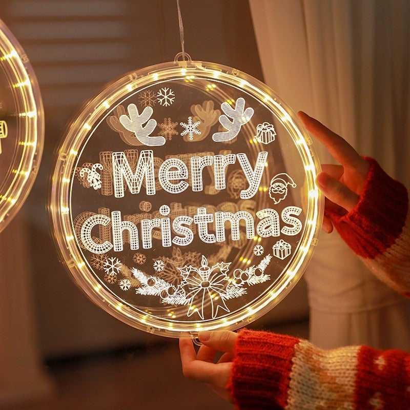 Christmas LED LIGHT STRING Snowflake Hanging Lamp Merry Christmas Atmosphere light Home Window Ornament Happy New Year Gift