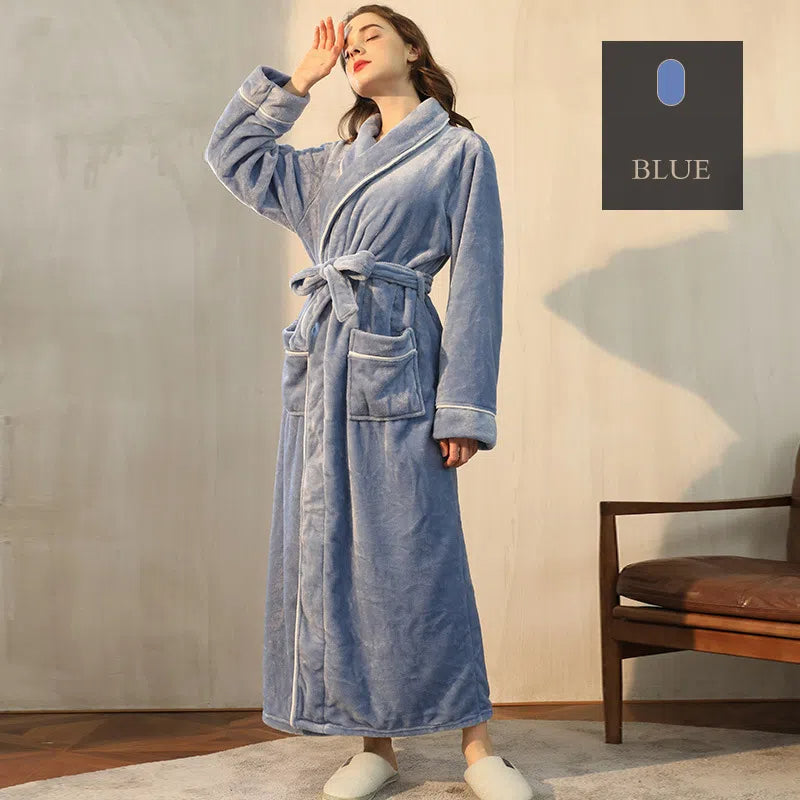 Flannel nightgown for men simple plus size coral fleece couple bathrobe for women