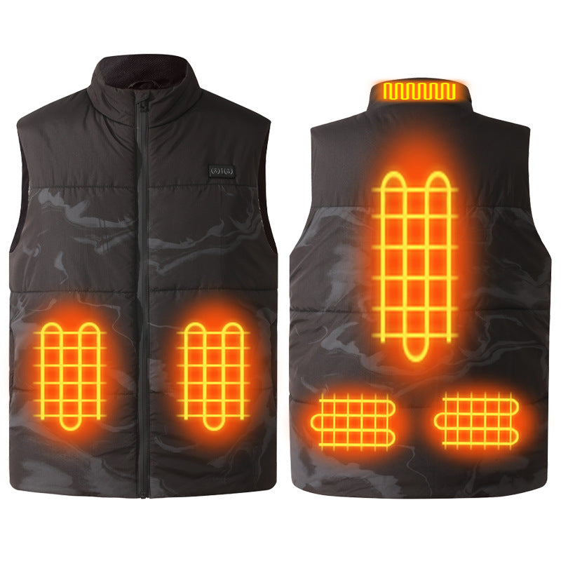 Intelligent heating vest camouflage USB electric vest with constant temperature heating, warmth and cold protection, and a vest clip for heating