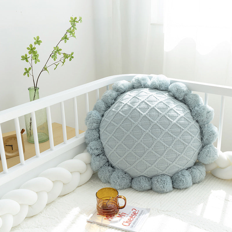 Sunflower Thickened Knitted Pillow. Decorative Sunflower Cushion.