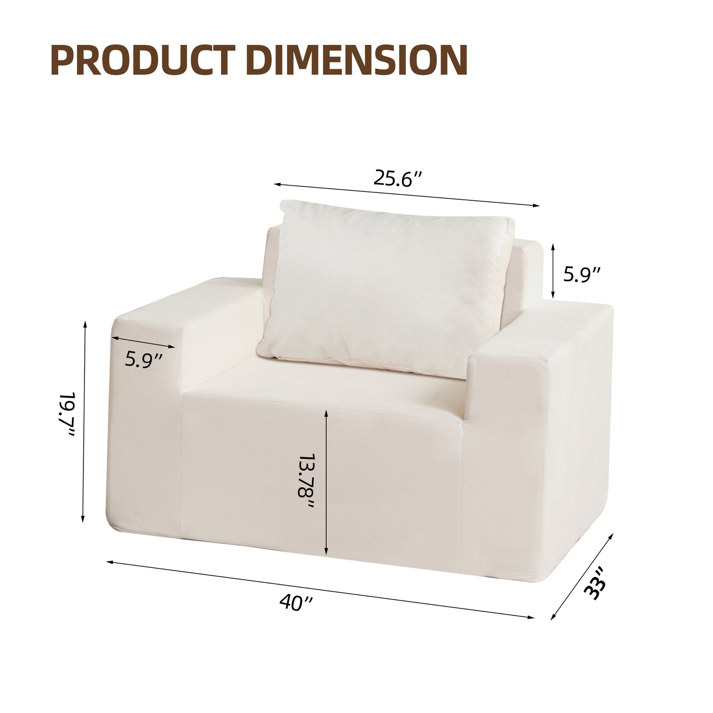 Sofa in a box Foam Sofa Couch with Pillow, Stuffed High-Density Foam.