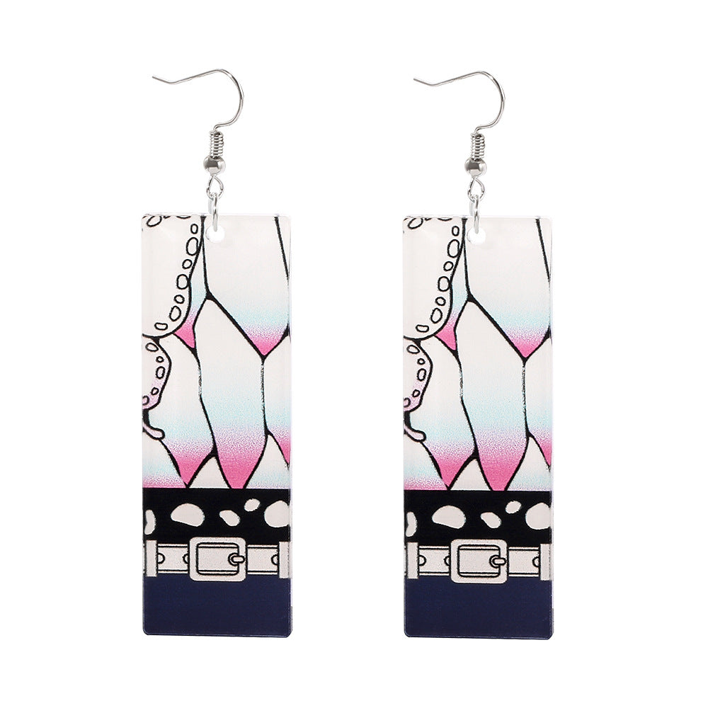 Anime Peripheral Ghost Killing Blade Earrings Demon Slayer Creative Kitchen Door Tanjilang Earrings
