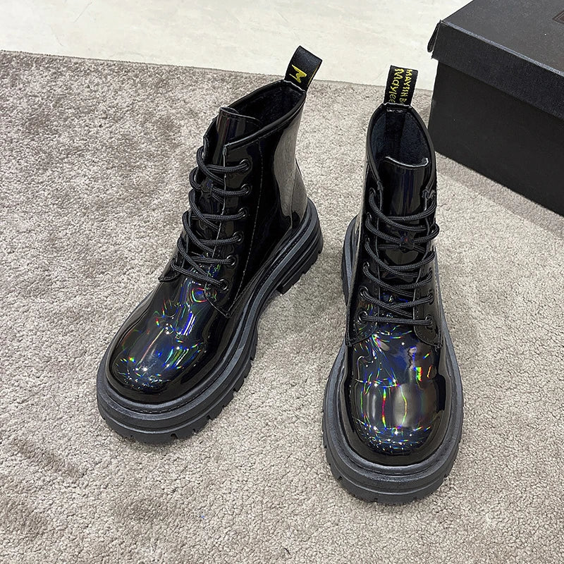 Reflective Color PU Leather Water Resistant Boots