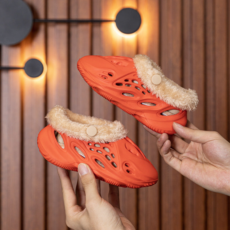 Winter Men And Women Children's Cotton Shoes Cotton Slippers Package Woolen Shoes Non-Slip Velvet Warm