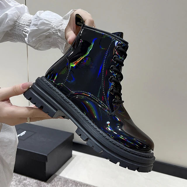 Reflective Color PU Leather Water Resistant Boots