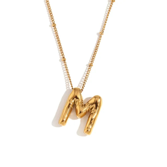 Alphabet Letter Pendant Necklace Stainless Steel Vintage Wedding Party Choker Jewelry Gift for Women Men