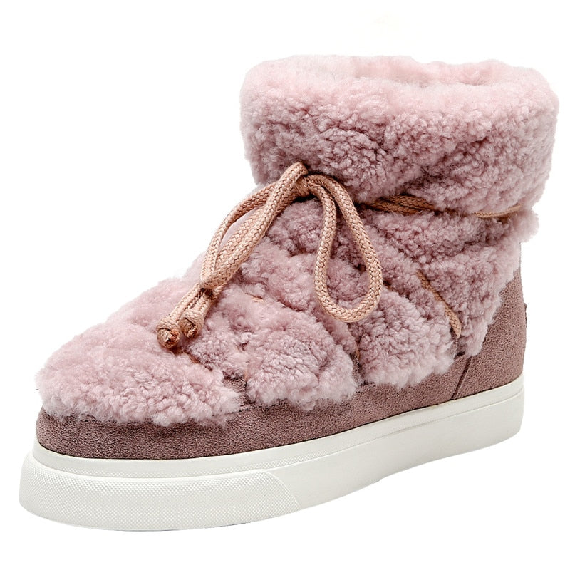 FEDONAS Suede and Wool Winter Snow Boots