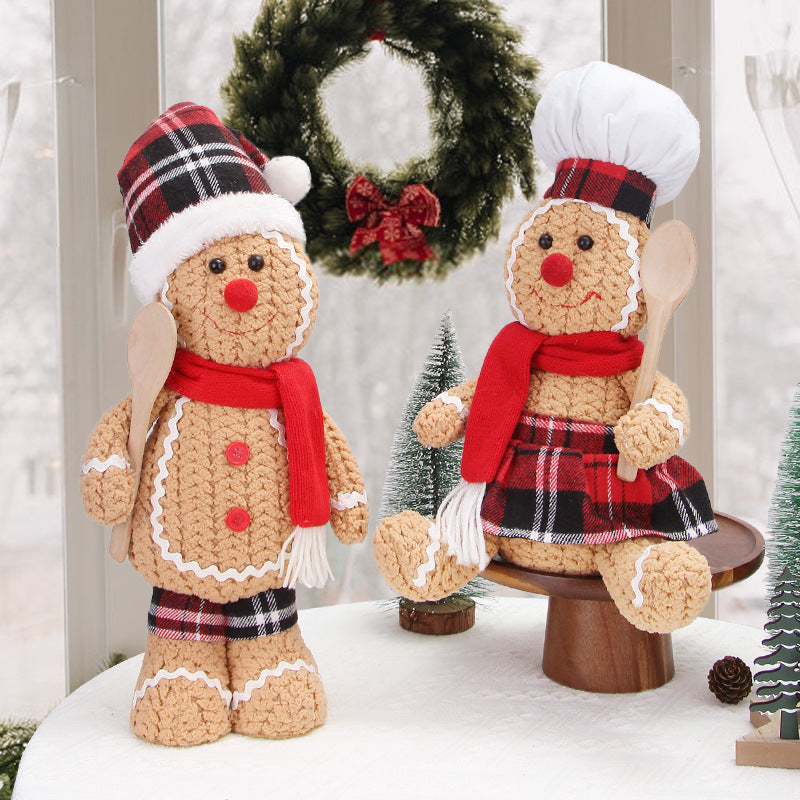 New Large Christmas Gingerbread Doll Knitted Doll Decoration Christmas Children's Gift Doll Decoration