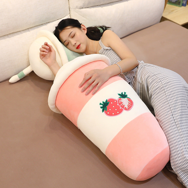Creative New Plush Milk Tea Cup Pillow. Boba or Bubble Tea plush.