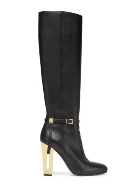 New Out Thick High Heels, Knee High Boots, Round Toe Sleeve Boots, Knight Boots