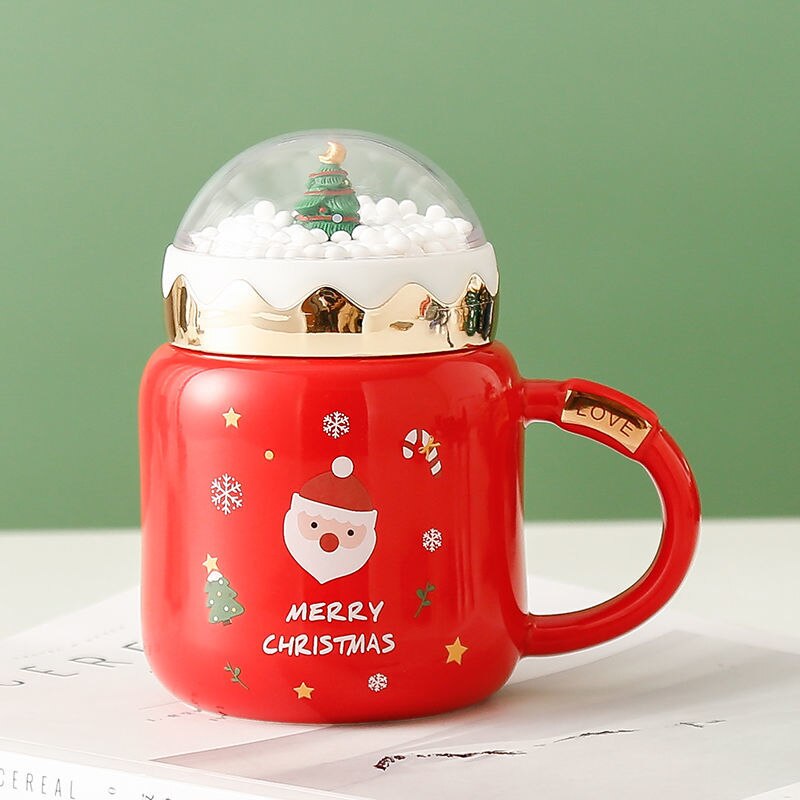 *New Christmas Item* - Christmas Water Cup. Ceramic Mug with Lid.