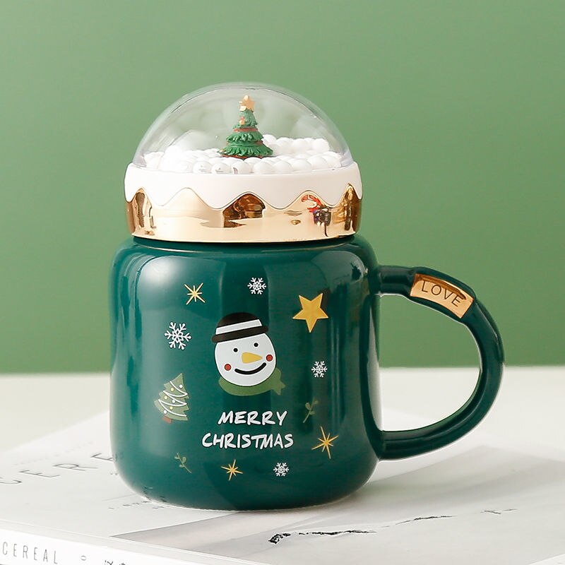 *New Christmas Item* - Christmas Water Cup. Ceramic Mug with Lid.