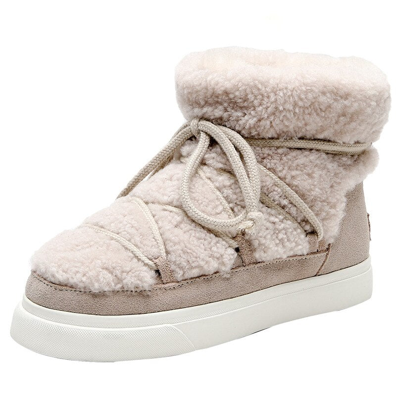 FEDONAS Suede and Wool Winter Snow Boots