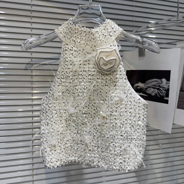 New Fashion Women's Rhinestone Flower Feather Off Shoulder Hanging Neck Vest Back Zipper Design Tops