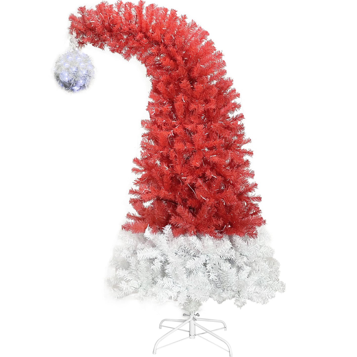 *New Christmas Tree Alert* 6FT hinge fir, artificial. Curved top Christmas tree, bendable, 1250 lush branch hints, 300 LED Christmas lights