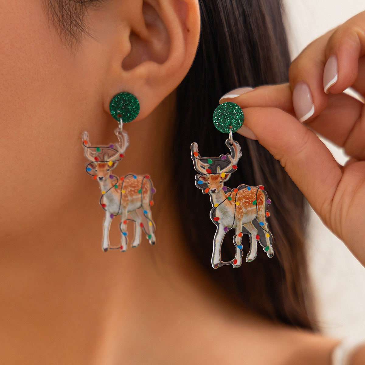 Christmas Day Earrings Female Personality Autumn/Winter Elk Christmas Tree Earrings Accessories