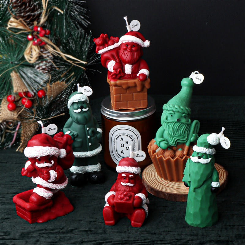Cartoon Santa Claus candle mold Christmas aromatherapy decorative ornaments mousse cake mold